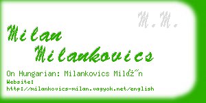 milan milankovics business card